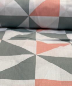 Ύφασμα βαμβακερό ρόμβος, χρώμα γκρί/κοραλί,φ. 260εκ - HBI345346